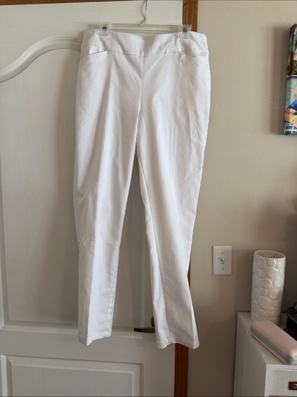 croft & barrow White Straight-Leg Pull-On Pants